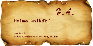 Halma Anikó névjegykártya